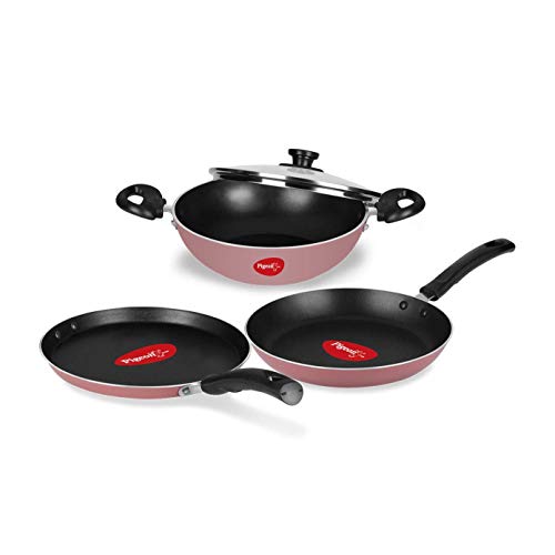 Pigeon Basics Non Induction Base Nons tick Aluminium Cookware set, including Nonstick...