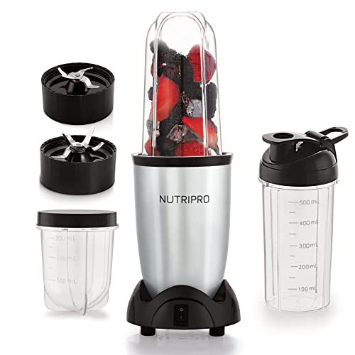 NutriPro Juicer Mixer Grinder - Smoothie Maker - 500 Watts (3 Jars, Silver) - 2 Year...