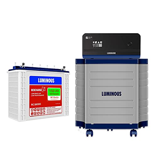 Luminous Inverter & Battery Combo with Trolley (Zelio+ 1100 Pure Sine Wave 900VA/12V...