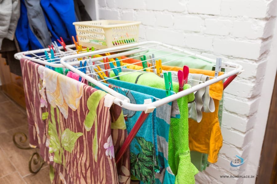 cloth drying stand at apartment