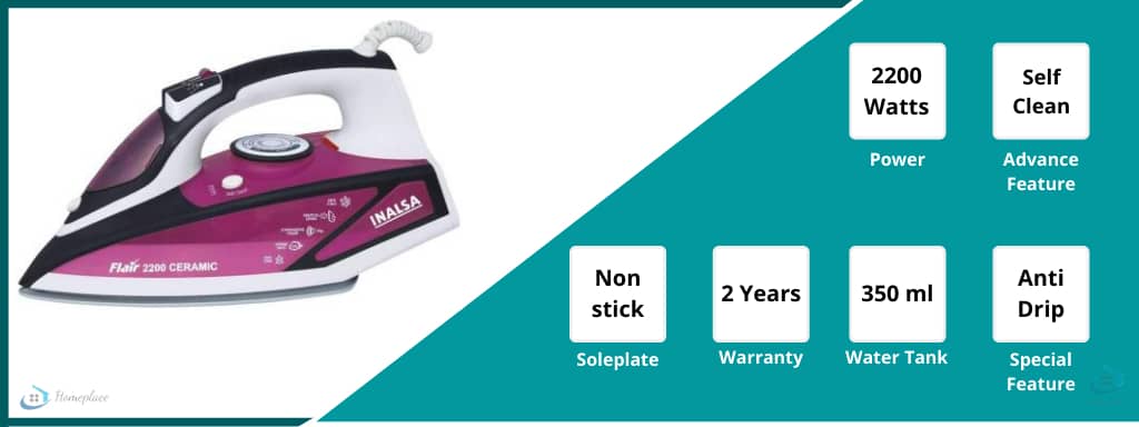 Inalsa Flair 2200 W Steam Iron