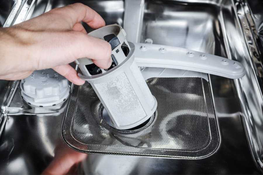 removal of dishwasher filter