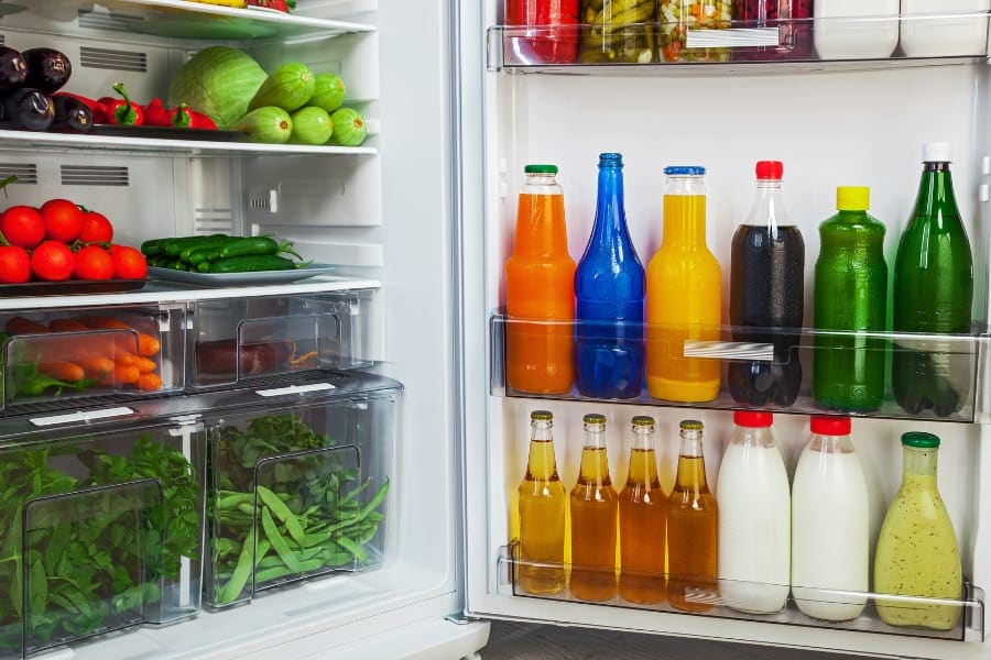 shelves in a refrigerator