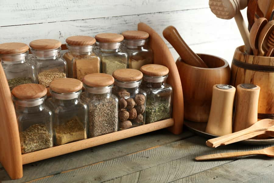 storage rack in kitchen